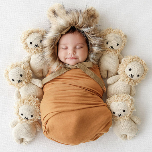 Hand-Knit Stuffed Baby Lion