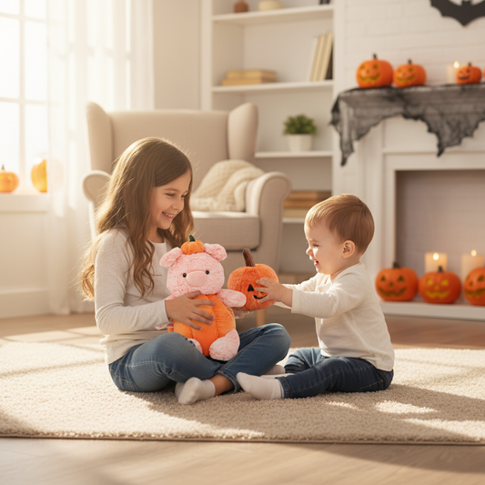 Weighted Stuffed Pumpkin Pig Plush