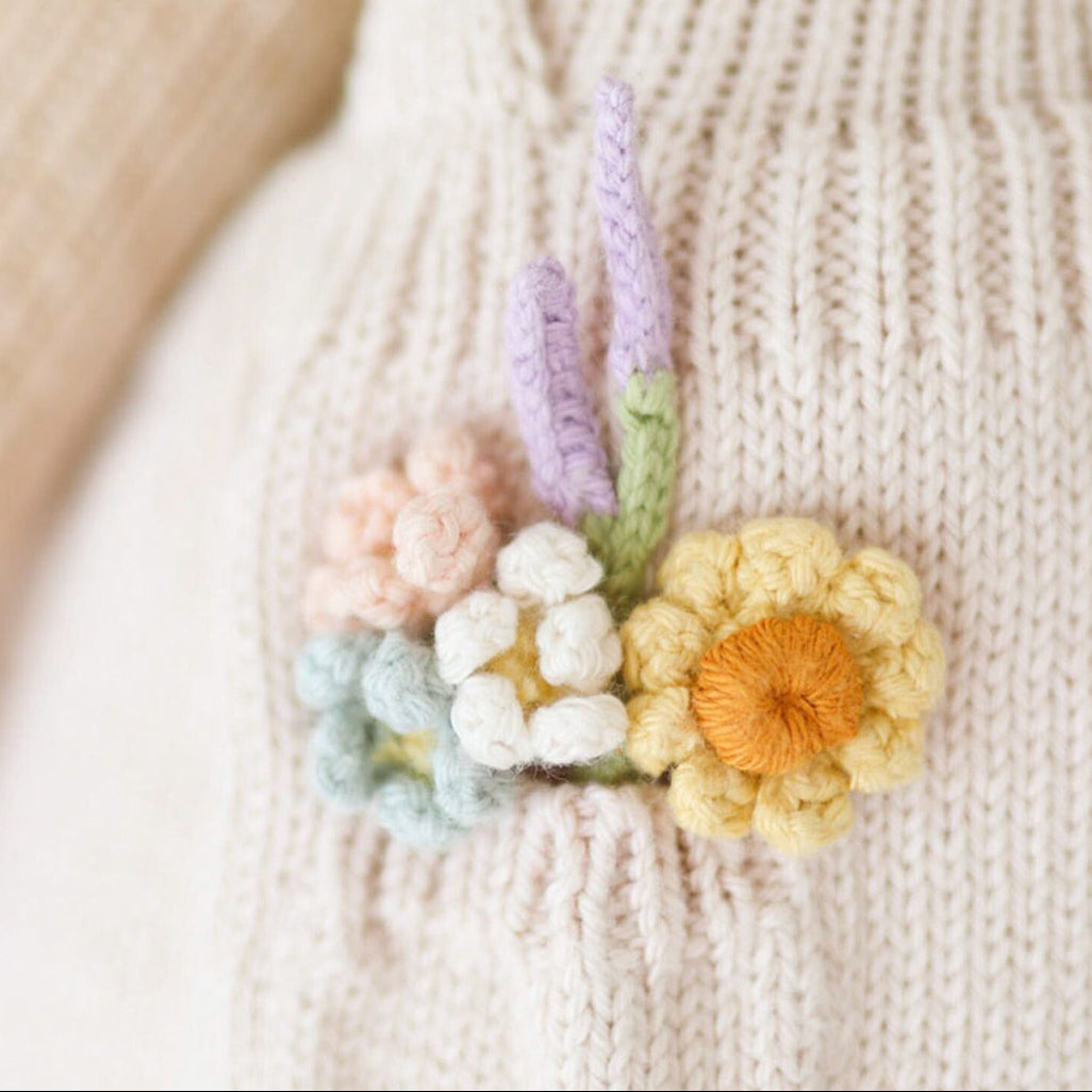 Hand-Knit Stuffed Goldie the Bear