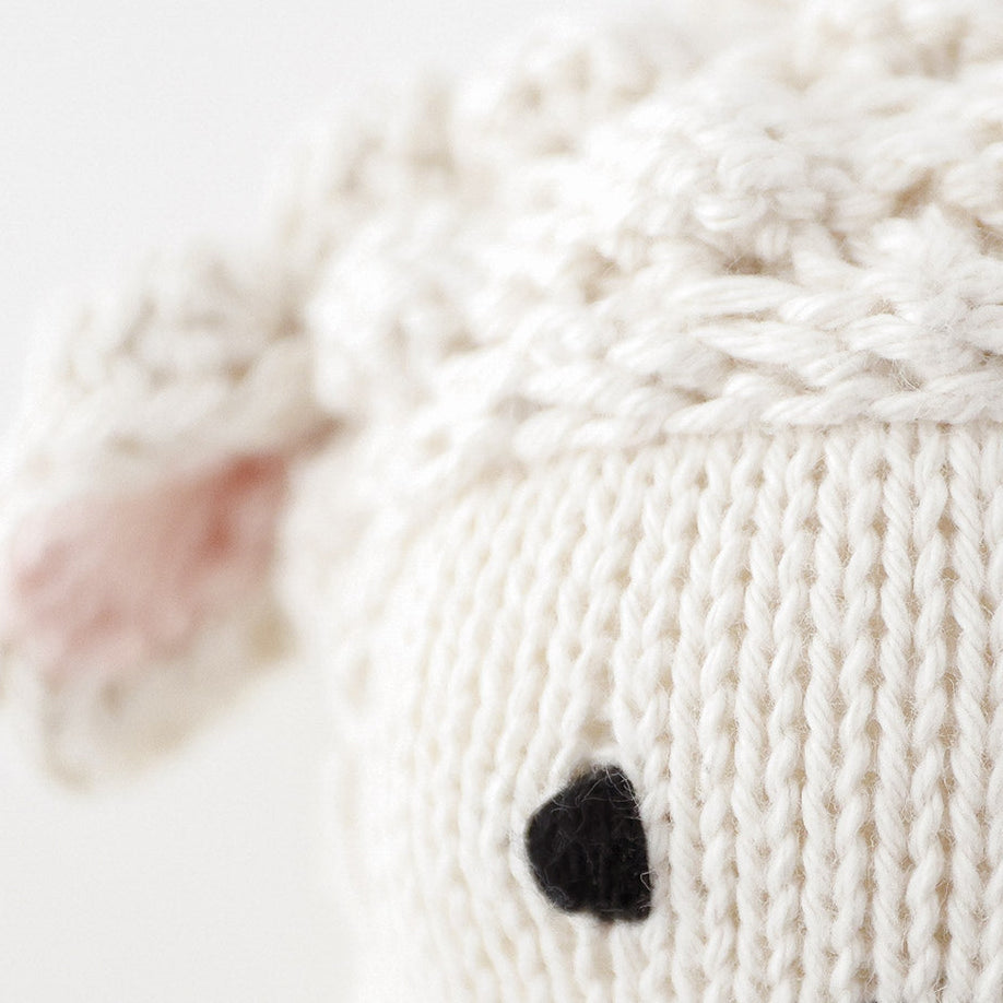 Hand-Knit Stuffed Baby Lamb