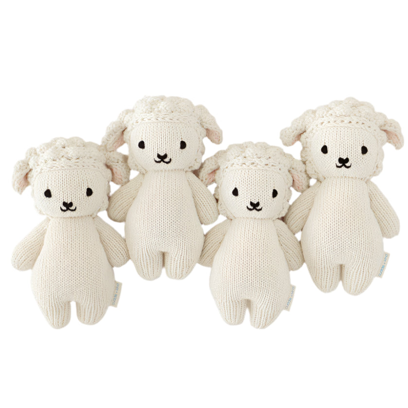 Hand-Knit Stuffed Baby Lamb