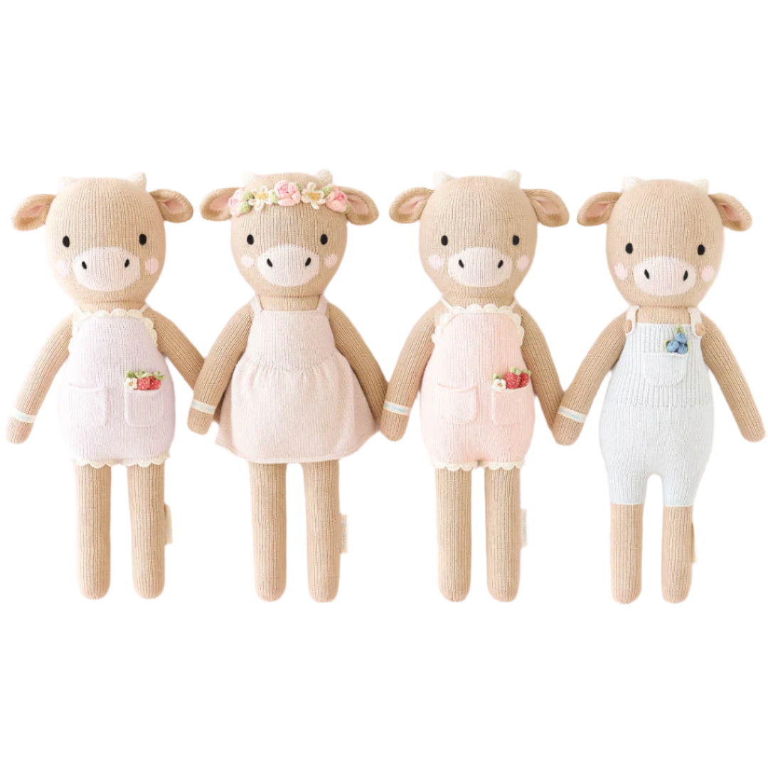 Hand-Knit Stuffed Amelia the Cow