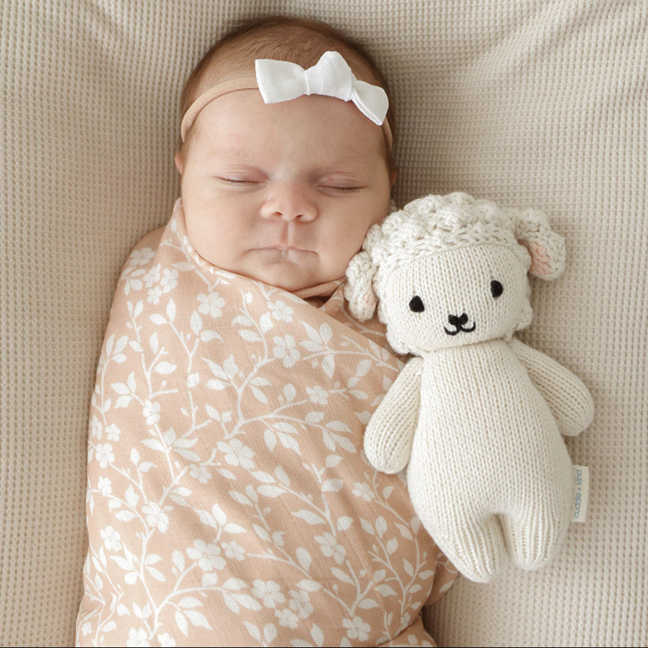 Hand-Knit Stuffed Baby Lamb