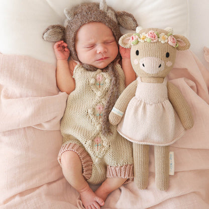 Hand-Knit Stuffed Amelia the Cow