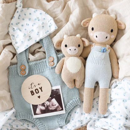 Hand-Knit Stuffed Asher the Cow