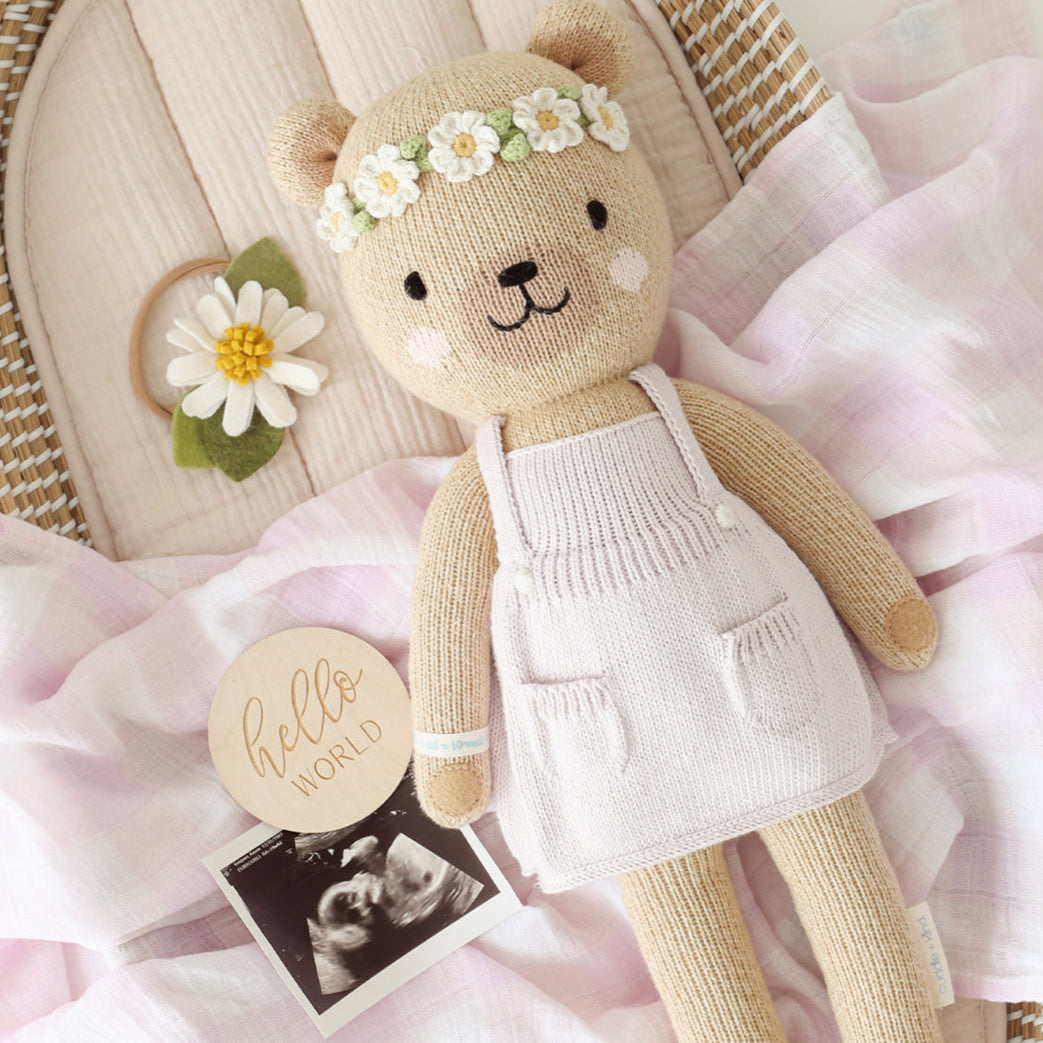 Hand-Knit Stuffed Olivia the Bear