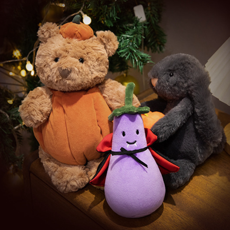 Weighted Stuffed Pumpkin Bunny Plush