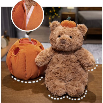 Weighted Stuffed Pumpkin Bear Plush