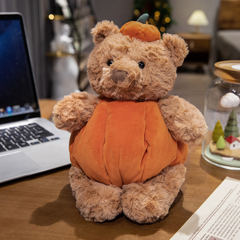 Weighted Stuffed Pumpkin Bear Plush