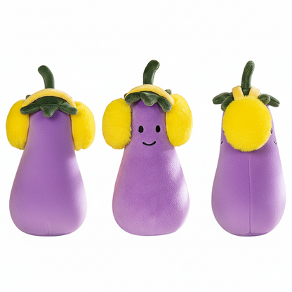 Weighted Stuffed Headphone Eggplant