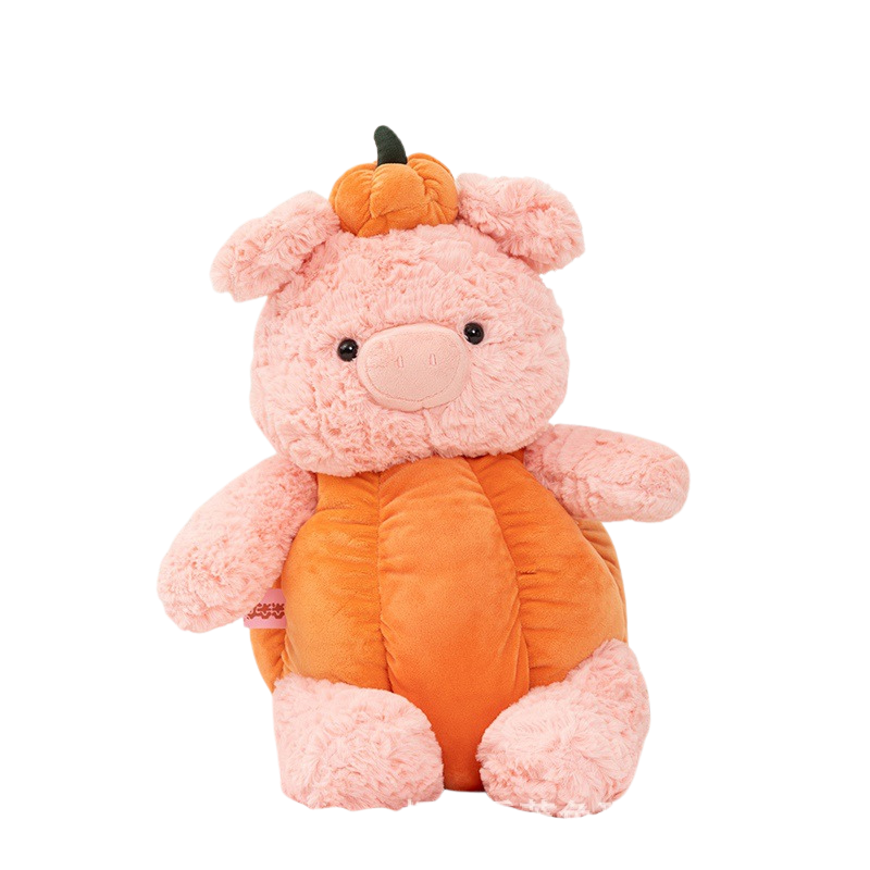 Weighted Stuffed Pumpkin Pig Plush