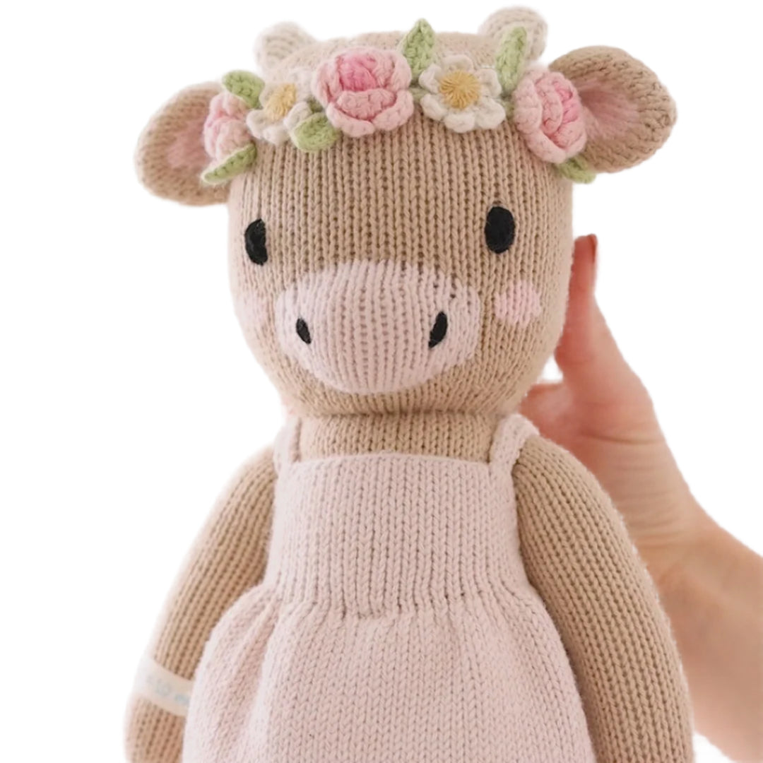 Hand-Knit Stuffed Amelia the Cow