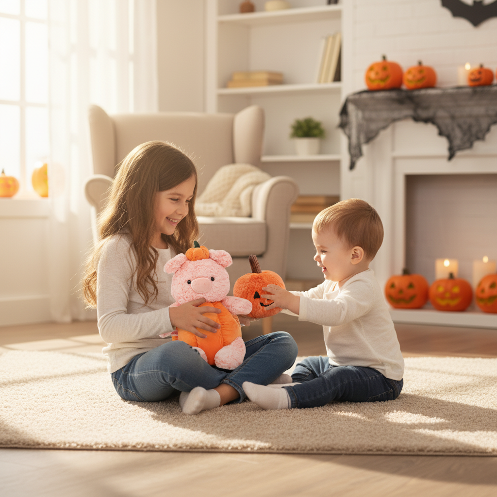 Weighted Stuffed Pumpkin Pig Plush