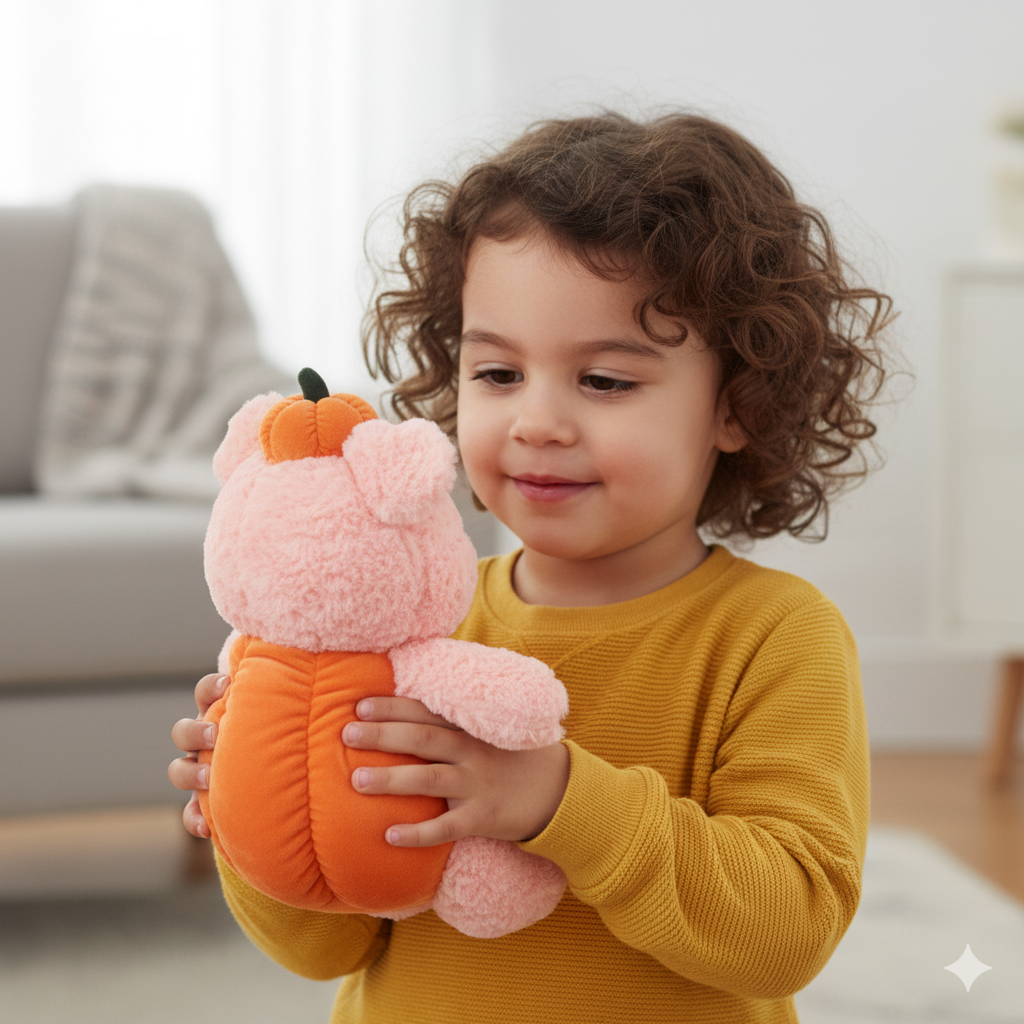 Weighted Stuffed Pumpkin Pig Plush